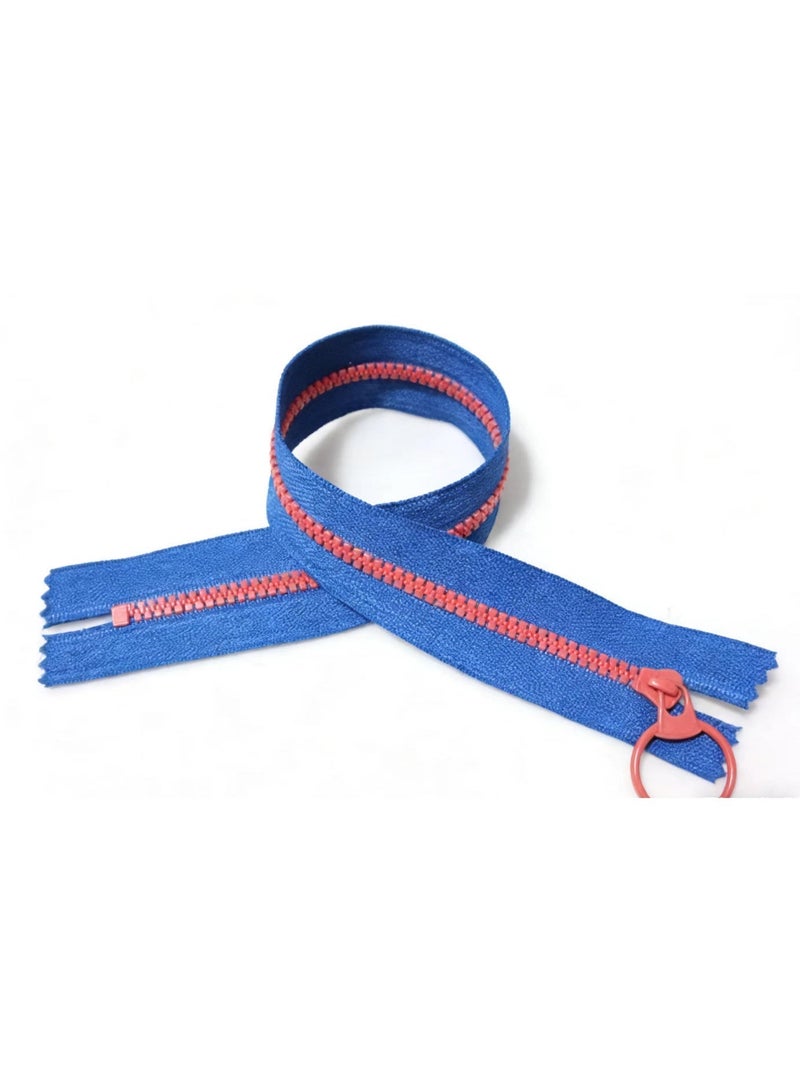 Mordely Resin Zipper for DIY Bags, Closed-End, 40cm, Color-Blocked Blue & Red - Image 1